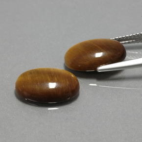 Tiger's Eye طبيعي بلون بني ذهبي، وزن ‎‎ قيراط، شكل بيضاوى، مقاس ‎14x10‎ مم