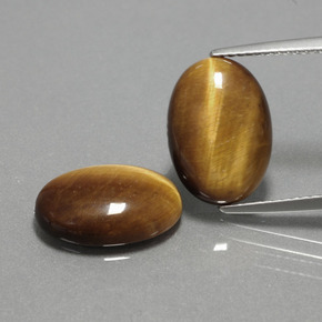 Tiger's Eye طبيعي بلون بني ذهبي، وزن ‎‎ قيراط، شكل بيضاوى، مقاس ‎14x10‎ مم