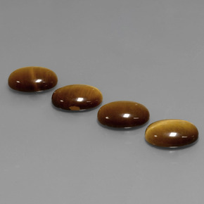 Tiger's Eye طبيعي بلون بني ذهبي، وزن ‎‎ قيراط، شكل بيضاوى، مقاس ‎14x10‎ مم