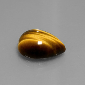 Tiger's Eye طبيعي بلون بني ذهبي، وزن ‎5.05‎ قيراط، شكل شكل الكمثرى، مقاس ‎13.7x9.8‎ مم