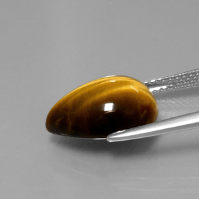 Tiger's Eye طبيعي بلون بني ذهبي، وزن ‎5.05‎ قيراط، شكل شكل الكمثرى، مقاس ‎13.7x9.8‎ مم