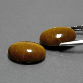 Tiger's Eye طبيعي بلون بني ذهبي، وزن ‎‎ قيراط، شكل بيضاوى، مقاس ‎14x10‎ مم