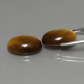 Tiger's Eye طبيعي بلون بني ذهبي، وزن ‎‎ قيراط، شكل بيضاوى، مقاس ‎14x10‎ مم