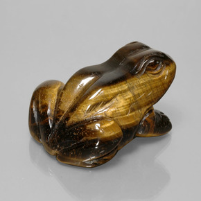 Tiger's Eye طبيعي بلون بني ذهبي، وزن ‎284.94‎ قيراط، شكل شكل خيالي، مقاس ‎47.8x39‎ مم