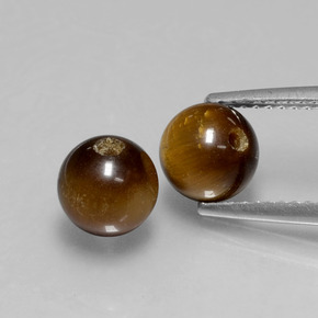 Tiger's Eye طبيعي بلون بني ذهبي، وزن ‎‎ قيراط، شكل كرة / كروي، مقاس ‎6.51‎ مم