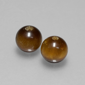Tiger's Eye طبيعي بلون بني ذهبي، وزن ‎‎ قيراط، شكل كرة / كروي، مقاس ‎6.51‎ مم