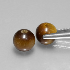 Tiger's Eye طبيعي بلون بني ذهبي، وزن ‎‎ قيراط، شكل كرة / كروي، مقاس ‎6.51‎ مم