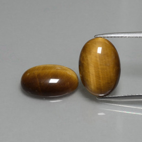 Tiger's Eye طبيعي بلون بنى دافئ، وزن ‎9.08‎ قيراط، شكل بيضاوى، مقاس ‎14x10‎ مم