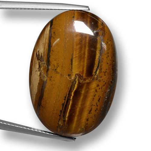 Tiger's Eye طبيعي بلون بني محمر، وزن ‎33.59‎ قيراط، شكل بيضاوى، مقاس ‎28.1x19.6‎ مم