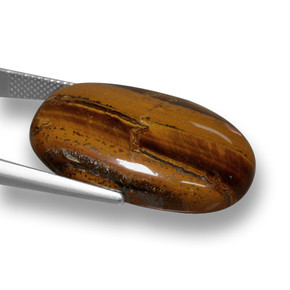 Tiger's Eye طبيعي بلون بني محمر، وزن ‎33.59‎ قيراط، شكل بيضاوى، مقاس ‎28.1x19.6‎ مم