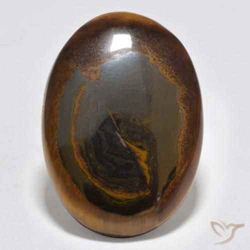 24.04ct طبيعي بنى داكن-متوسط عين النمر, بيضوي, غير شفاف