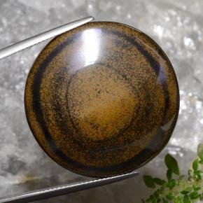 Tiger's Eye طبيعي بلون بني، وزن ‎59.01‎ قيراط، شكل دائري، مقاس ‎30.57‎ مم