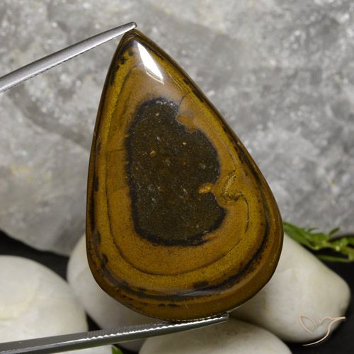 52.90ct طبيعي بنى داكن-متوسط عين النمر, شكل الكمثرى, غير شفاف