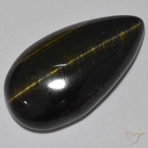 19.70ct طبيعي ذهب البنى عين النمر, شكل الكمثرى, غير شفاف