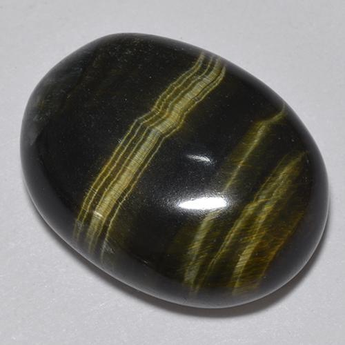 Tiger's Eye طبيعي بلون متعدد الألوان، وزن ‎19.06‎ قيراط، شكل بيضاوى، مقاس ‎19.4x14.6‎ مم