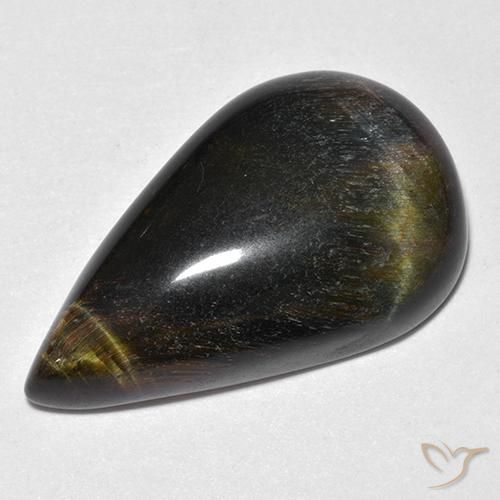 19.38ct طبيعي ذهب البنى عين النمر, شكل الكمثرى, غير شفاف