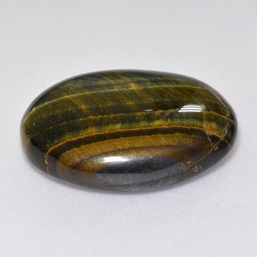 Tiger's Eye طبيعي بلون متعدد الألوان، وزن ‎12.92‎ قيراط، شكل بيضاوى، مقاس ‎19.8x15.7‎ مم
