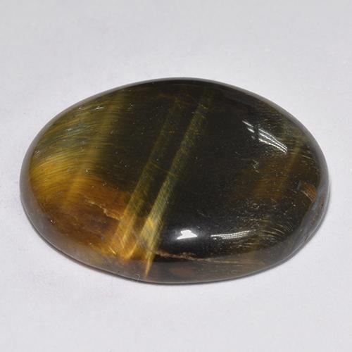 Tiger's Eye طبيعي بلون متعدد الألوان، وزن ‎14.43‎ قيراط، شكل بيضاوى، مقاس ‎20.6x17.6‎ مم