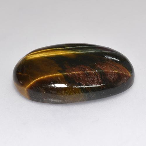 Tiger's Eye طبيعي بلون متعدد الألوان، وزن ‎18.46‎ قيراط، شكل بيضاوى، مقاس ‎23.4x15.8‎ مم