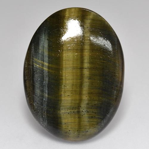 Tiger's Eye طبيعي بلون متعدد الألوان، وزن ‎18.01‎ قيراط، شكل بيضاوى، مقاس ‎25.4x19.2‎ مم