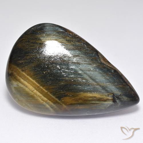 30.81ct طبيعي ذهب البنى عين النمر, شكل الكمثرى, غير شفاف