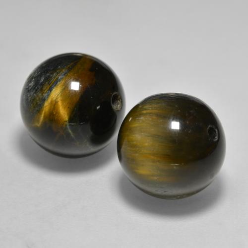 Tiger's Eye طبيعي بلون بنى متوسط، وزن ‎24.57‎ قيراط، شكل كرة / كروي، مقاس ‎12.26‎ مم