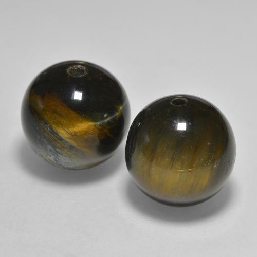 Tiger's Eye طبيعي بلون بنى متوسط، وزن ‎24.57‎ قيراط، شكل كرة / كروي، مقاس ‎12.26‎ مم