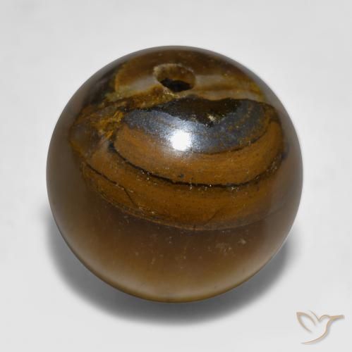 Tiger's Eye طبيعي بلون بنى الأرز، وزن ‎11.89‎ قيراط، شكل كرة / كروي، مقاس ‎11.93‎ مم