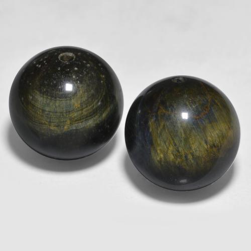 Tiger's Eye طبيعي بلون متعدد الألوان، وزن ‎27.38‎ قيراط، شكل كرة / كروي، مقاس ‎12.61‎ مم