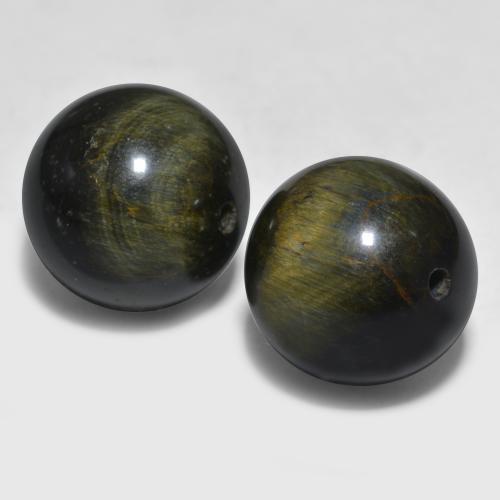 Tiger's Eye طبيعي بلون متعدد الألوان، وزن ‎27.38‎ قيراط، شكل كرة / كروي، مقاس ‎12.61‎ مم