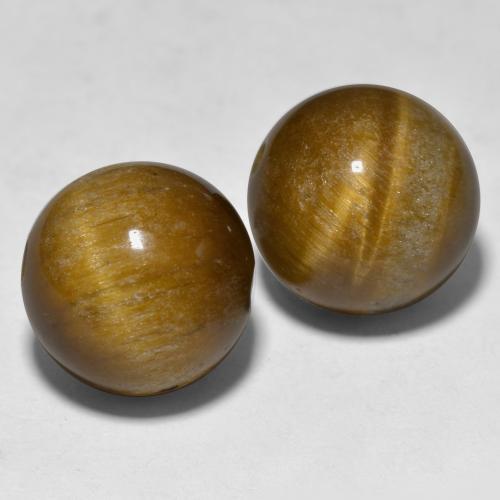 Tiger's Eye طبيعي بلون بنى متوسط، وزن ‎24.29‎ قيراط، شكل كرة / كروي، مقاس ‎12.14‎ مم