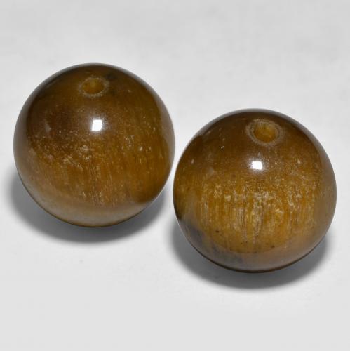 Tiger's Eye طبيعي بلون بنى متوسط، وزن ‎24.29‎ قيراط، شكل كرة / كروي، مقاس ‎12.14‎ مم