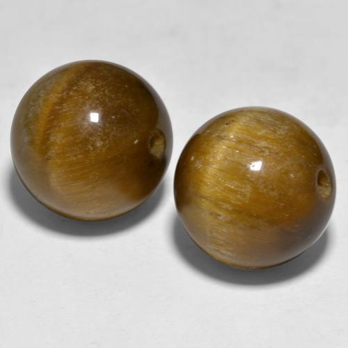 Tiger's Eye طبيعي بلون بنى متوسط، وزن ‎24.29‎ قيراط، شكل كرة / كروي، مقاس ‎12.14‎ مم
