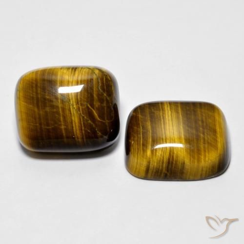 Tiger's Eye طبيعي بلون بني ذهبي، وزن ‎18.15‎ قيراط، شكل قطع وسادة، مقاس ‎14x11.8‎ مم