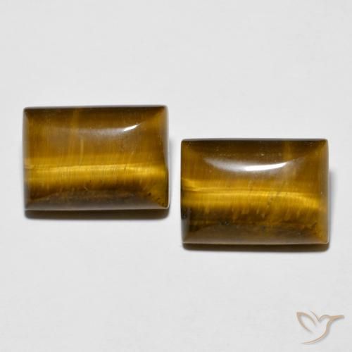 Tiger's Eye طبيعي بلون بنى متوسط، وزن ‎16.01‎ قيراط، شكل باغيت، مقاس ‎14.3x10.3‎ مم