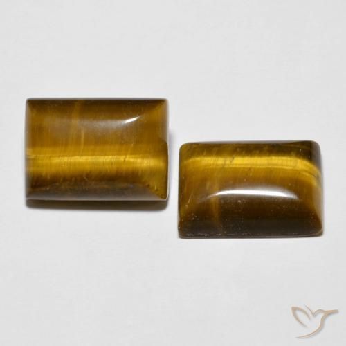 Tiger's Eye طبيعي بلون بنى متوسط، وزن ‎16.01‎ قيراط، شكل باغيت، مقاس ‎14.3x10.3‎ مم
