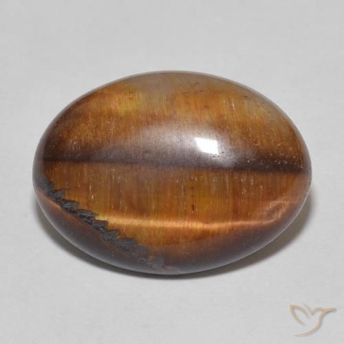9.52ct طبيعي بني ذهبي عين النمر, بيضوي, غير شفاف, Photo A
