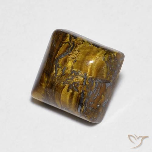 عين النمر Medium Light-Brown طبيعي، مربع، 1.36 قيراط، غير شفاف