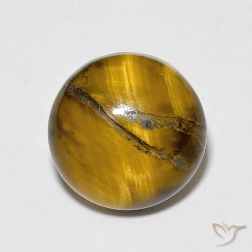 6.75ct طبيعي Medium Light-Brown عين النمر, دائري, غير شفاف