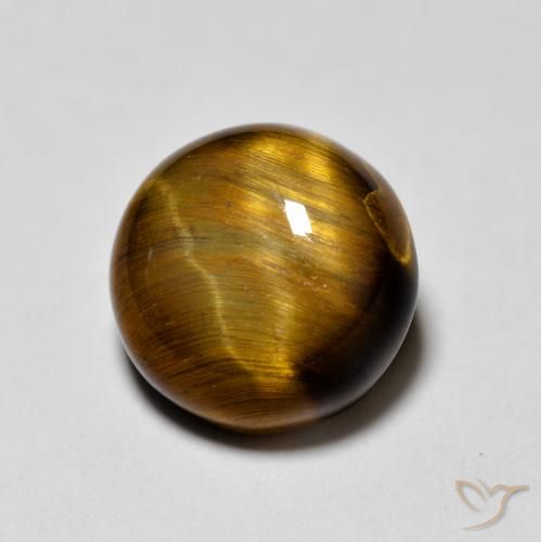 2.01ct طبيعي بني ذهبي عين النمر, دائري, غير شفاف
