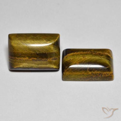 أحجار عين النمر Medium Light-Brown طبيعية، باجيت، غير شفاف، وزنها 16.48 قيراط