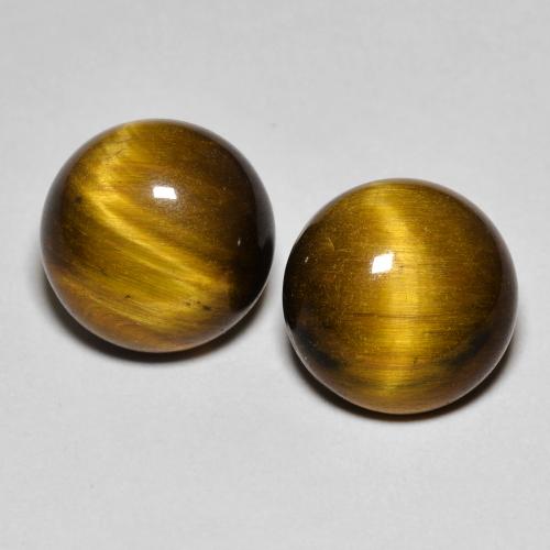 Tiger's Eye طبيعي بلون بنى متوسط، وزن ‎7.99‎ قيراط، شكل دائري، مقاس ‎10.02‎ مم