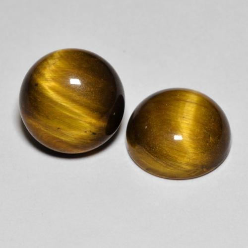 Tiger's Eye طبيعي بلون بنى متوسط، وزن ‎7.99‎ قيراط، شكل دائري، مقاس ‎10.02‎ مم