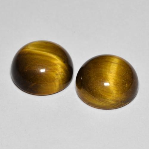 Tiger's Eye طبيعي بلون بنى متوسط، وزن ‎7.99‎ قيراط، شكل دائري، مقاس ‎10.02‎ مم