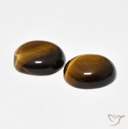 أحجار عين النمر Medium Dark-Brown طبيعية، بيضوي، غير شفاف، وزنها 3.30 قيراط