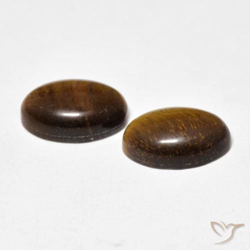 أحجار عين النمر Medium Dark-Brown طبيعية، بيضوي، غير شفاف، وزنها 7.36 قيراط