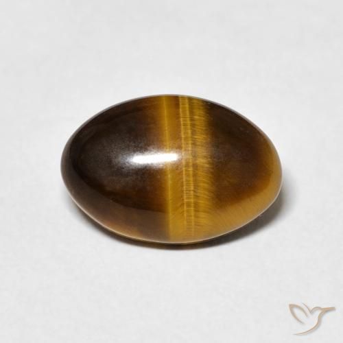 3.70ct طبيعي بنى دافئ عين النمر, بيضوي, غير شفاف