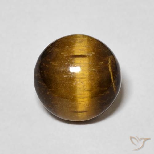 1.98ct طبيعي بني مصفر عين النمر, دائري, غير شفاف