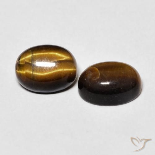 أحجار عين النمر Medium Dark-Brown طبيعية، بيضوي، غير شفاف، وزنها 3.01 قيراط