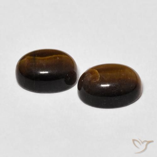 أحجار عين النمر Medium Dark-Brown طبيعية، بيضوي، غير شفاف، وزنها 3.01 قيراط